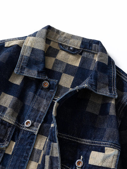 Checkered Denim Jacket