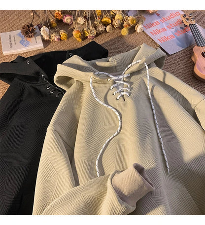 Plain Color Drawstring Style Hoodie