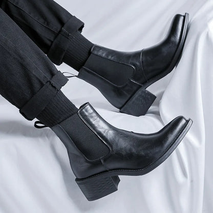 Italiaanse ontwerper Cocked Wizard Boots voor heren luxe mode puntige schoenen schoenen cowboy originele lederen laars enkel chelsea botas