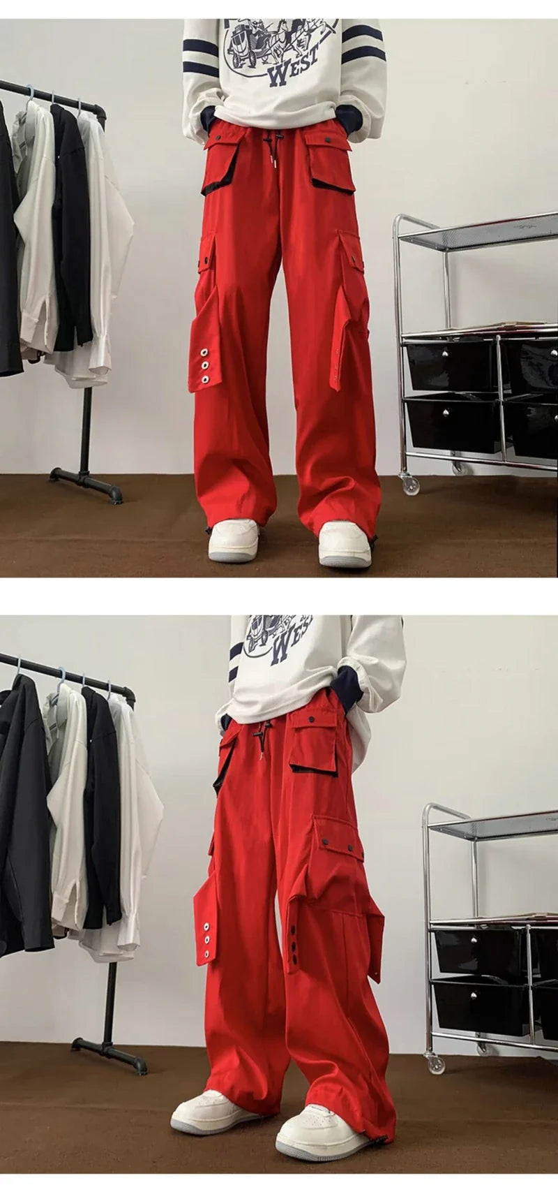 Multi Pockets Button-Up Streetwear Pants