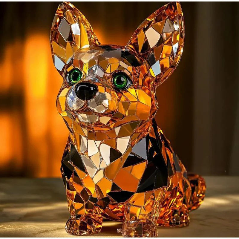 Handmade Dog Figurine Resin Puppy Ornament Collectible Art Animal Sculpture Ornament Dog Sculpture Home Bar Decor