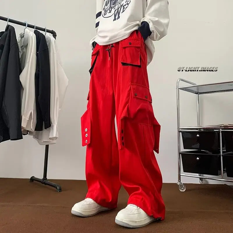 Multi Pockets Button-Up Streetwear Pants