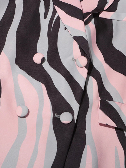 Ivory Canvas Pembe Soyut Baskılı Ceket