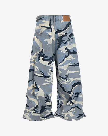 Blue Camo Wide Leg Pants