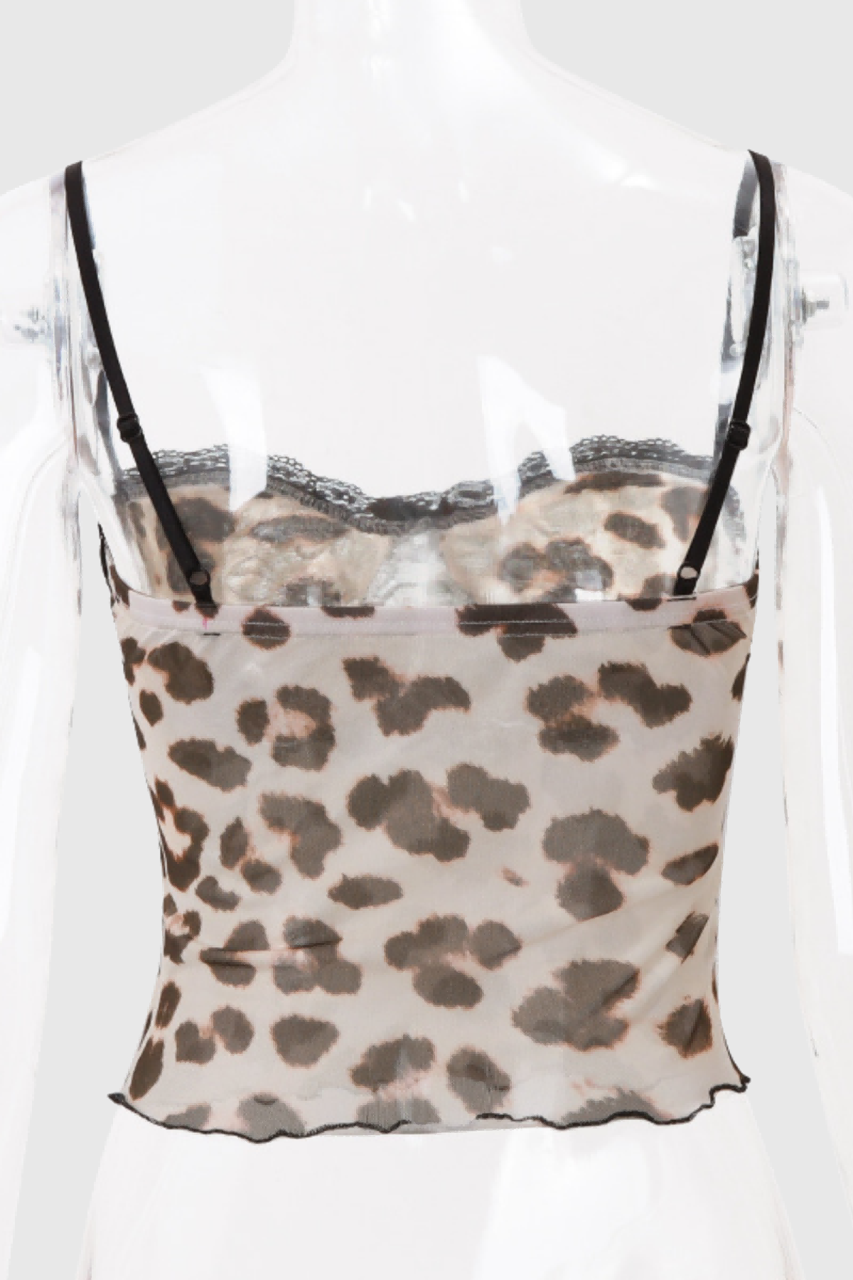 Shivansh Dantel Leopar Spagetti Üst