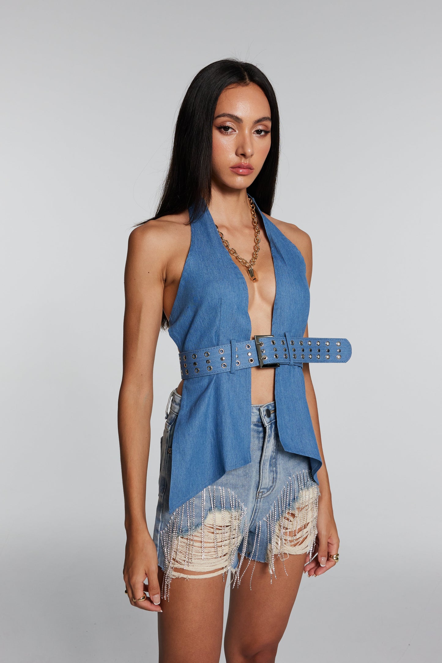 Mercy Tokalı Boyundan Bağlamalı Sırtsız Üst