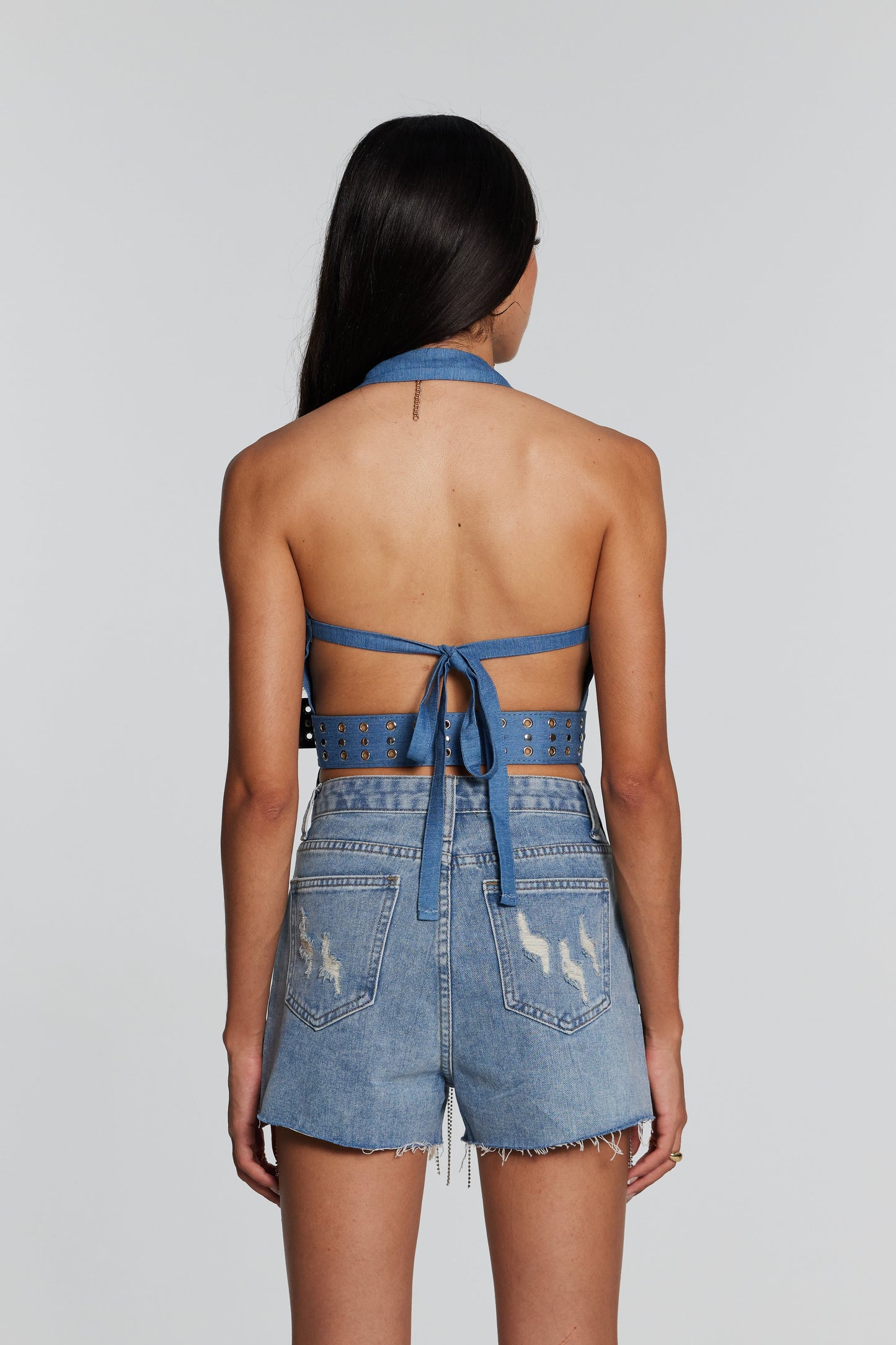 Mercy Tokalı Boyundan Bağlamalı Sırtsız Üst