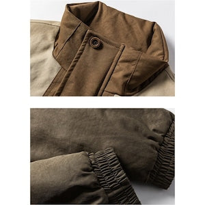 LUZZ Renk Bloklu Dik Yaka Büyük Cepli Pamuklu Mont