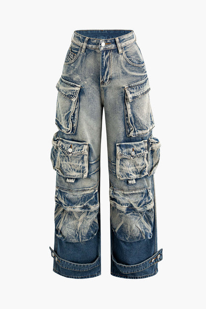 Ombre Çok Cepli Geniş Paça Kargo Pantolon