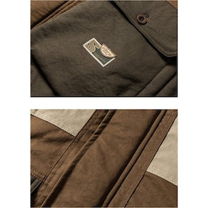 LUZZ Renk Bloklu Dik Yaka Büyük Cepli Pamuklu Mont