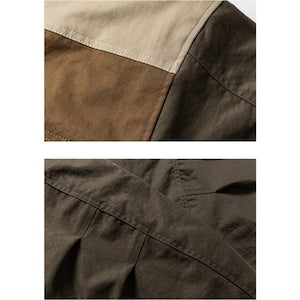 LUZZ Renk Bloklu Dik Yaka Büyük Cepli Pamuklu Mont