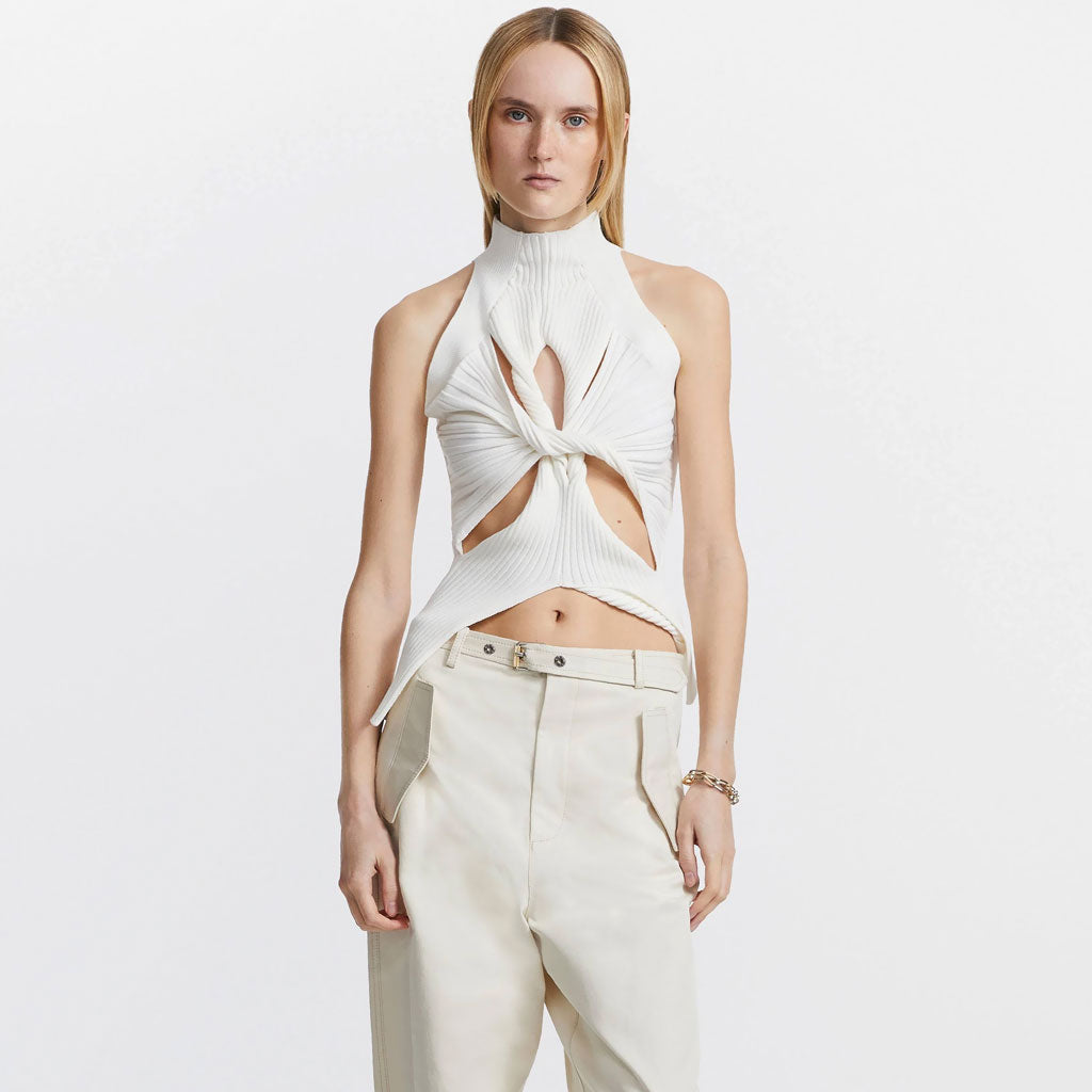 Kiri Ribana Beyaz Örgü Atlet