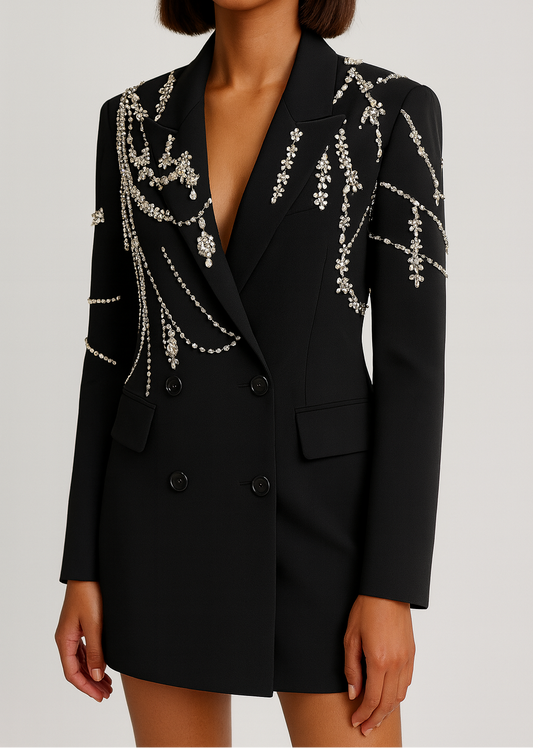 Luzz Taş İşlemeli Ceket Elbise