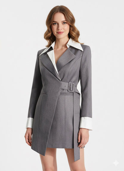 Noir Reign Niş Kontrast Renk Tasarım Ceket Elbise