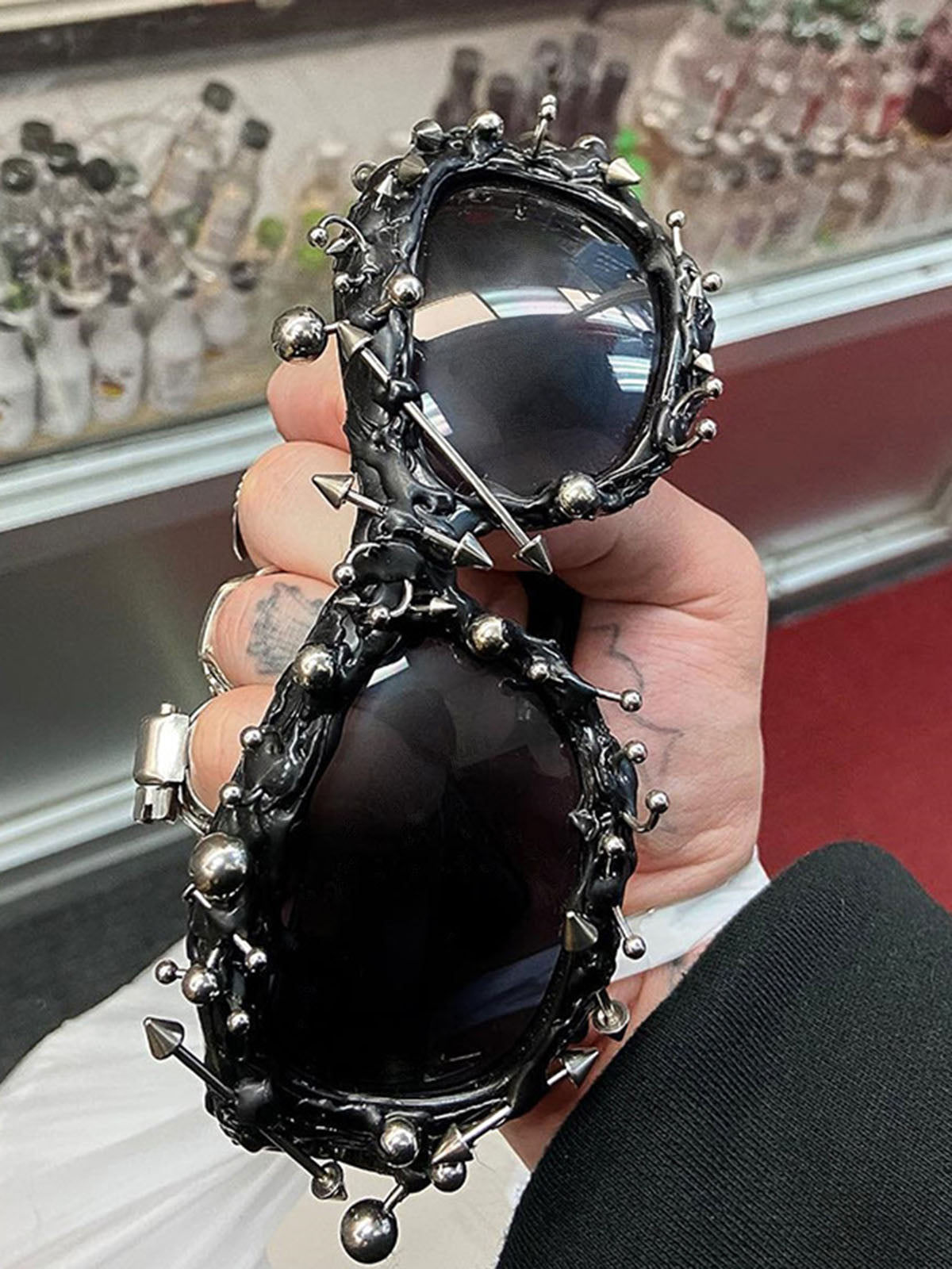 Özel Tasarım Punk Rivet Streetwear Sunglasses