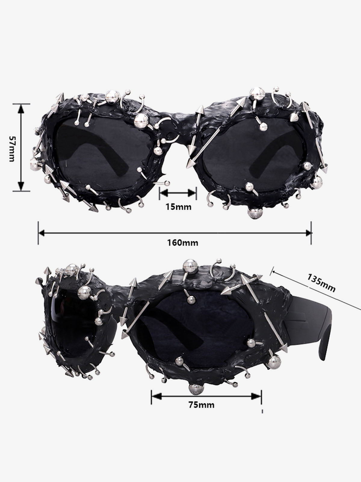 Özel Tasarım Punk Rivet Streetwear Sunglasses