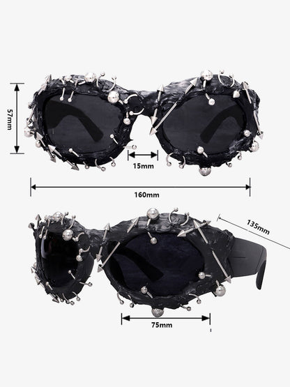 Özel Tasarım Punk Rivet Streetwear Sunglasses