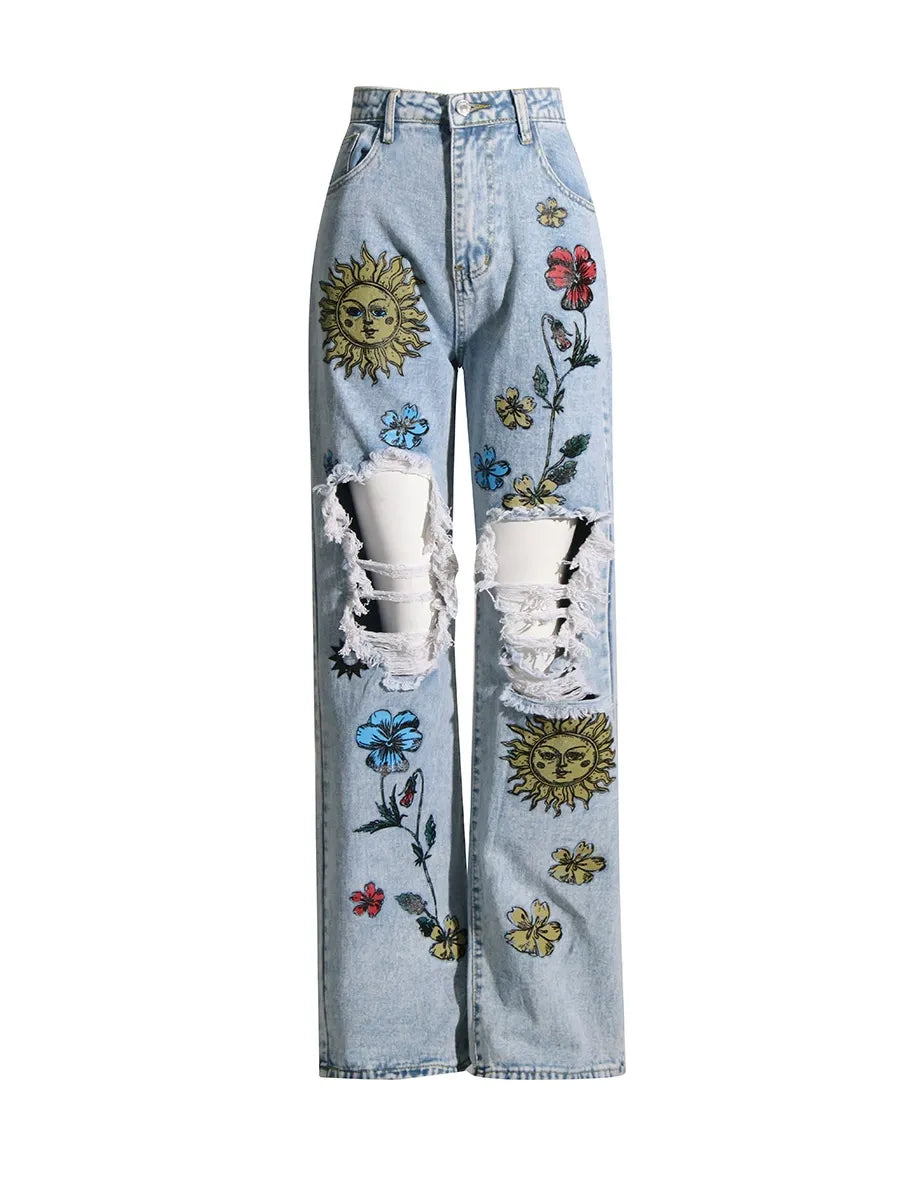 Savage Fleur Nakışlı Pantolon