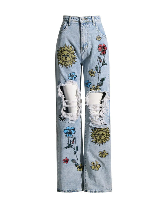 Savage Fleur Nakışlı Pantolon