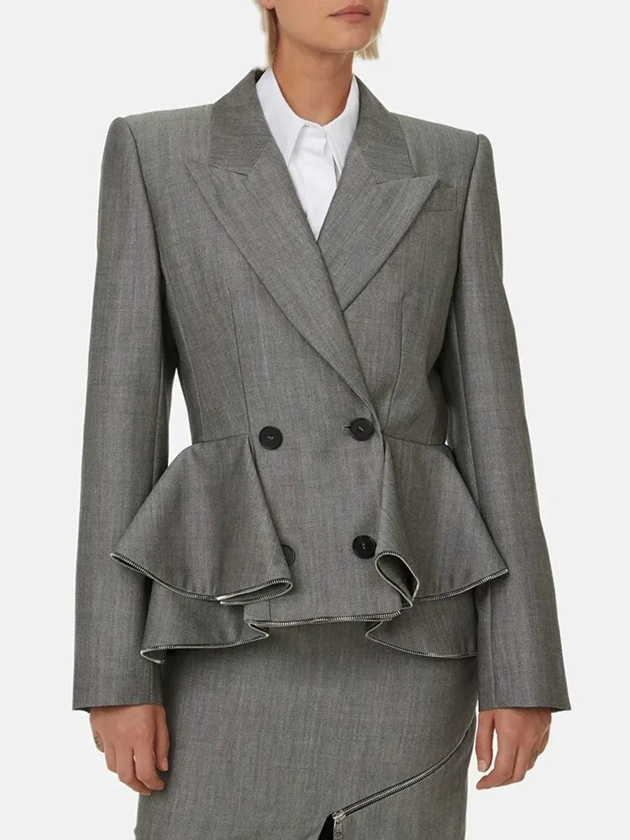 Diana Ross  Özel Tasarım Patchwork Fırfırlı Blazer