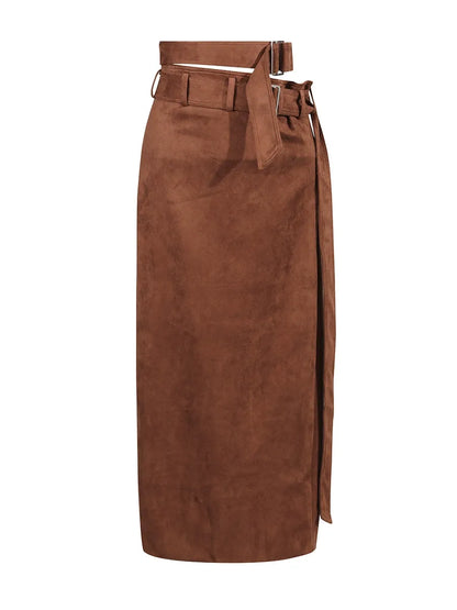 Nadine Waltz Kemerli Yüksek Bel Süet Etek