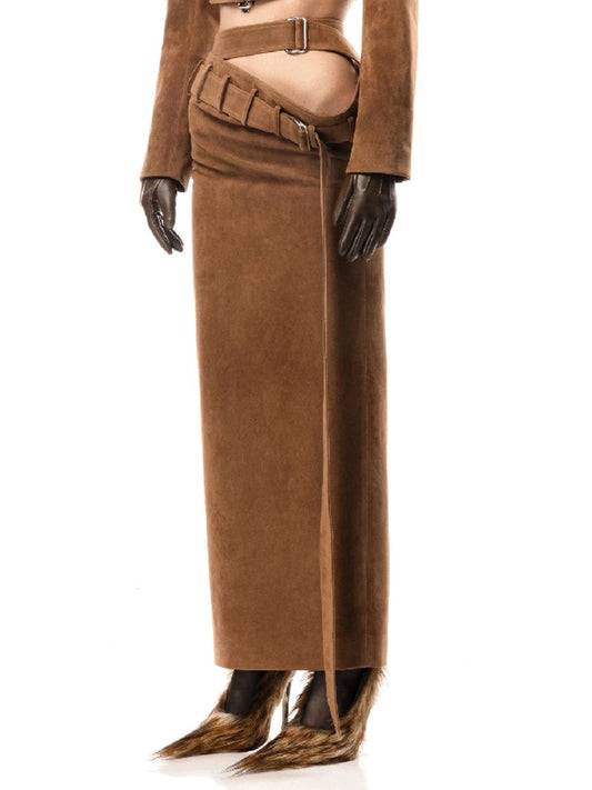 Nadine Waltz Kemerli Yüksek Bel Süet Etek