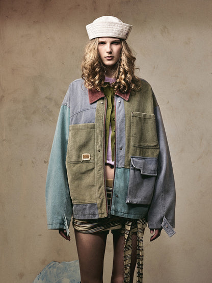 Nautica Retro Renk Bloklu Vintage Ceket