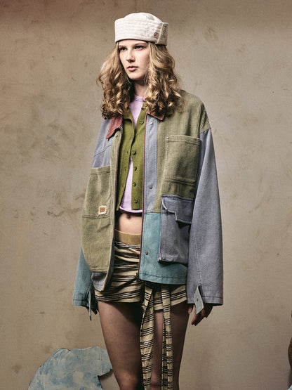 Nautica Retro Renk Bloklu Vintage Ceket