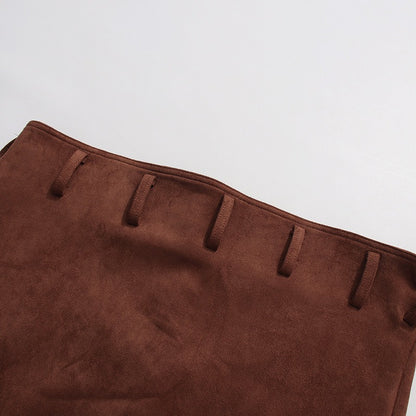 Nadine Waltz Kemerli Yüksek Bel Süet Etek