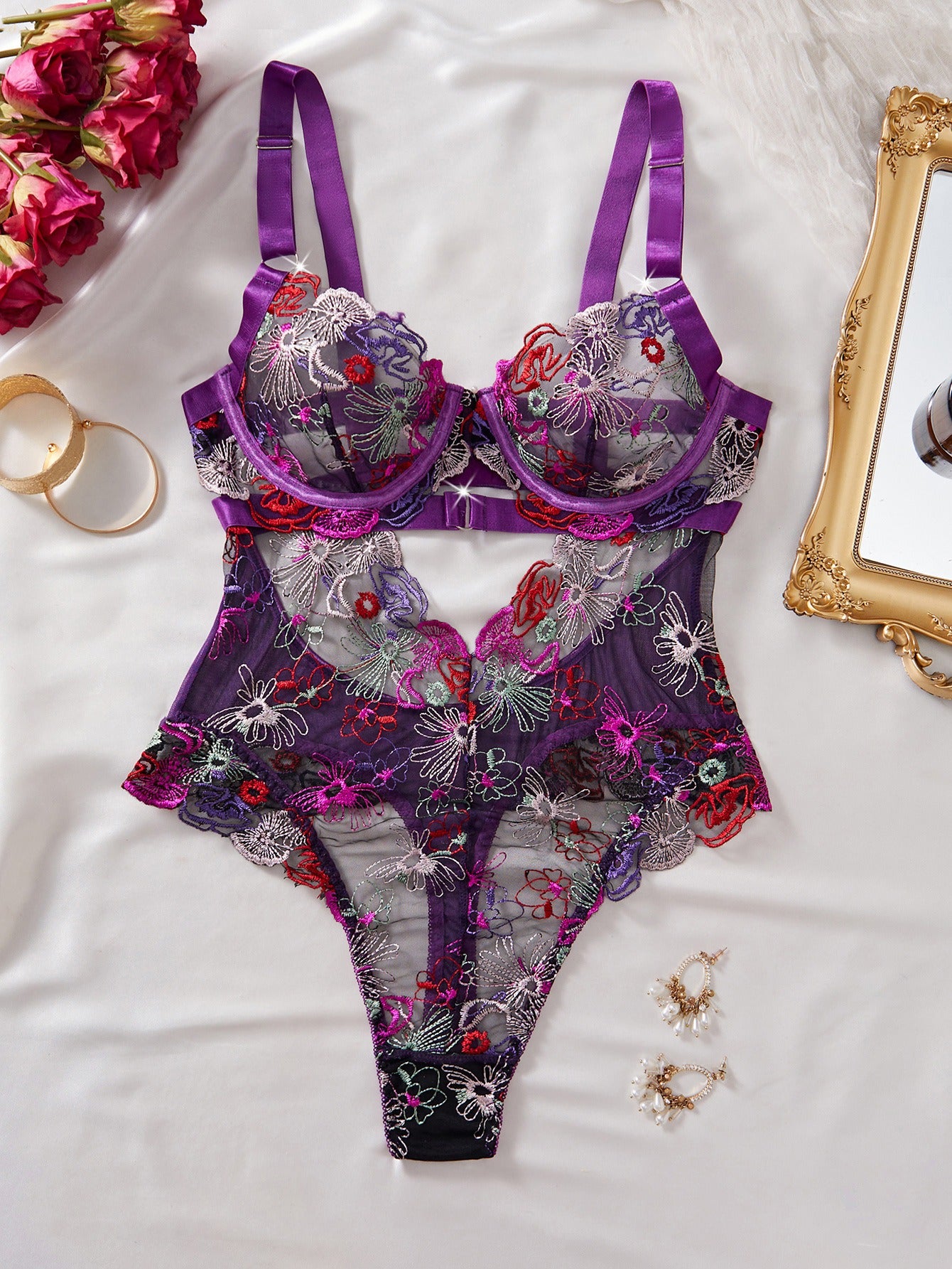 Midnight Collar Nakışlı Bodysuit