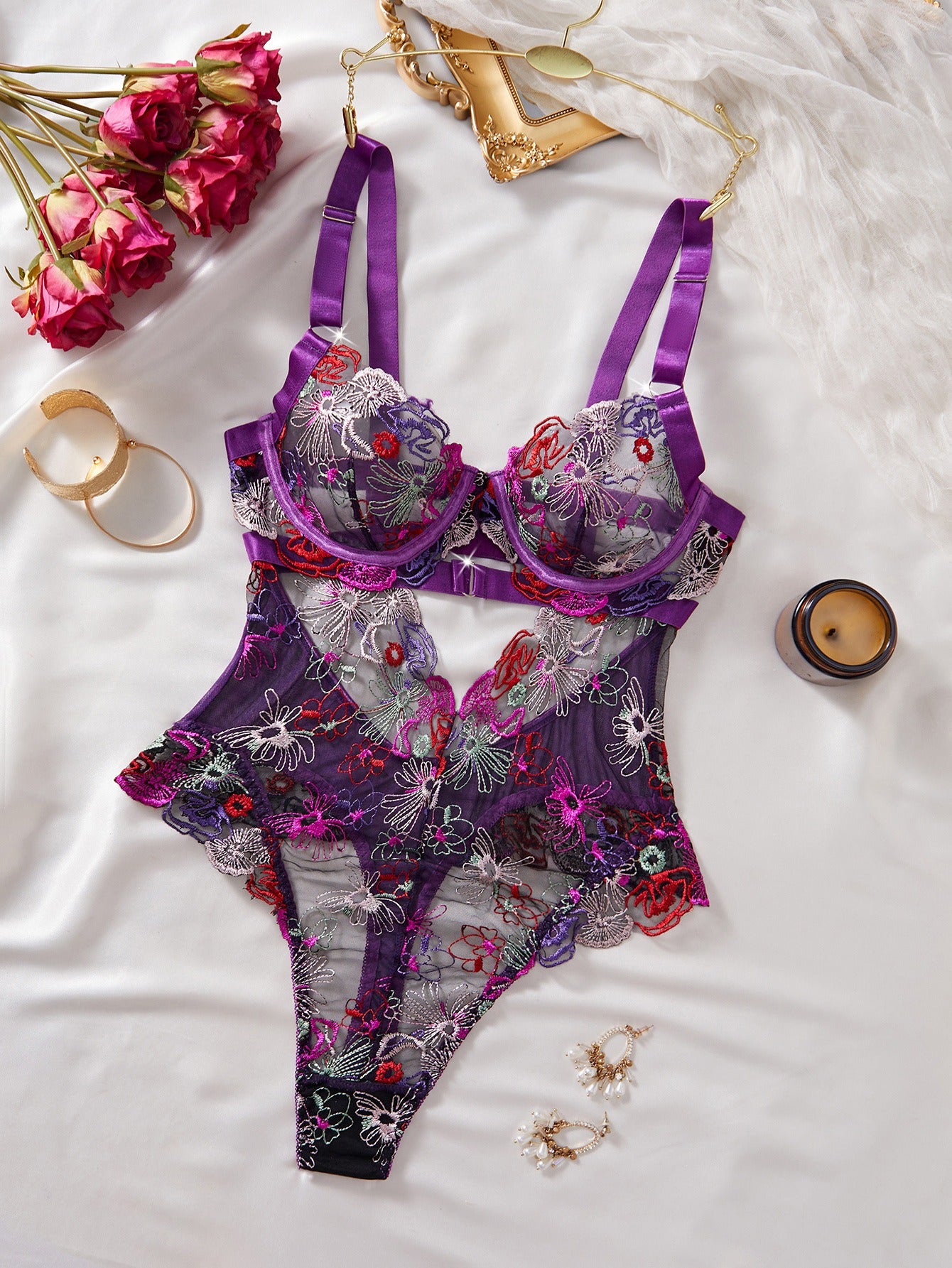 Midnight Collar Nakışlı Bodysuit