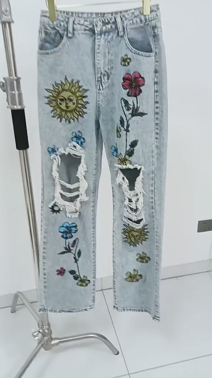 Savage Fleur Nakışlı Pantolon